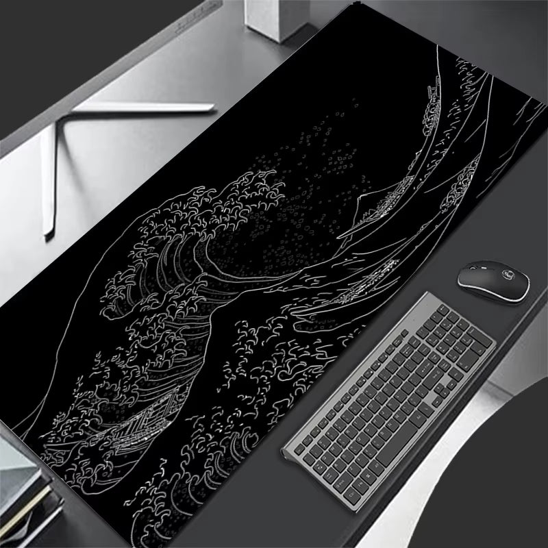 Mousepad Computer XL Mousepads Keyboard Pad Mouse Mat Japan Black Sea Wave Gamer Soft Office Carpet Table Mat Desktop Mouse Pad