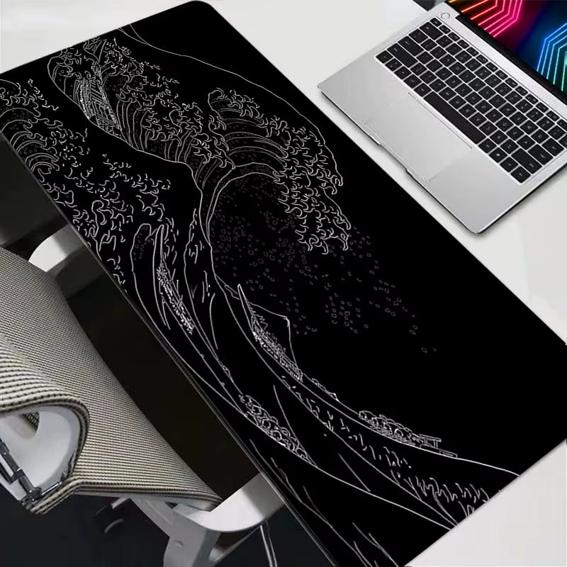 Mousepad Computer XL Mousepads Keyboard Pad Mouse Mat Japan Black Sea Wave Gamer Soft Office Carpet Table Mat Desktop Mouse Pad